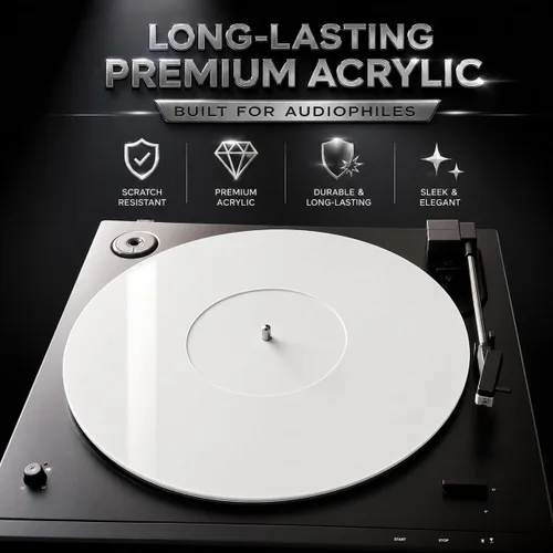 Miniatura 6 de Tapete acrílico blanco para tocadiscos, alfombrilla deslizante de plato de 11.75" para reproductor de discos de vinilo de 12'', antiestático