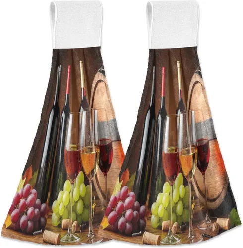 Miniatura 28 de Juego de 2 toallas de cocina colgantes con hojas de arce otoñal, toalla de secado rápido, toallas de té para mesa de baño, gimnasio, decoración