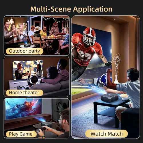 Miniatura 8 de FUDONI Proyector con WiFi y Bluetooth, soporte 4K para exteriores, proyector HD 1080P Max 300 pulgadas, proyector portátil de cine en casa Negro
