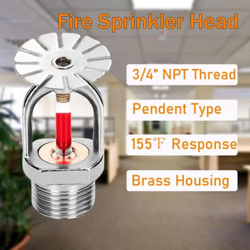 Miniatura 2 de Cabezal de rociador de incendios de 3/4 pulgadas, tipo colgante de 155 grados, de respuesta rápida, rociador de agua de 154.4 °F, cabezales