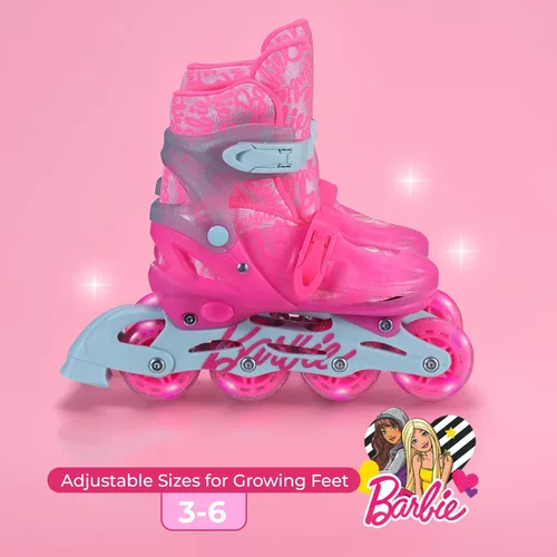 Miniatura 3 de Barbie 2in1 Kids Roller Skates, Transform from Quads to Inlines Skates, Durable Hardshell Boot, LED Wheels for Quads and Inlines, ABEC-7 Carbon