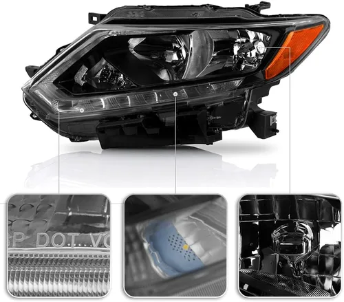 Miniatura 4 de ACANII - Faros delanteros estilo de fábrica para Nissan Rogue 2014 2015 2016 con DRL LED y proyector, ensamblaje de faros
