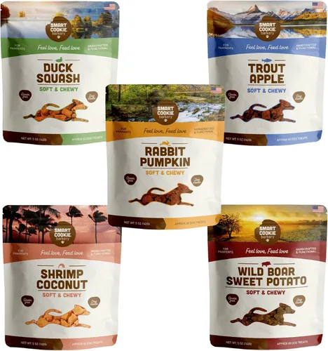 Miniatura 19 de Smart Cookie Golosinas Naturales para Perros - Conejo y Calabaza - Golosinas de Entrenamiento para Perros y Cachorros con Alergias, Estómagos