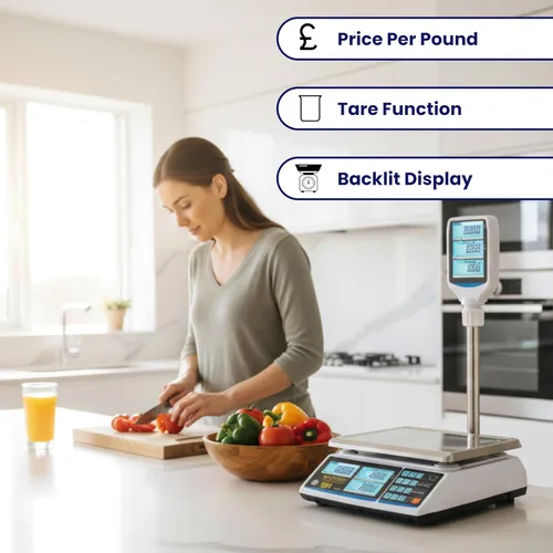 Miniatura 3 de Aquos Báscula digital de cocina clase III legal para precios de comercio, báscula de alimentos y venta al por menor con pantalla LCD retroiluminada