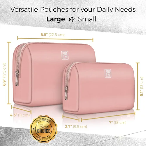 Miniatura 3 de BOACAY Bolsa de maquillaje grande, bolsa de cosméticos de viaje para mujer, organizador de artículos de tocador con cremallera para bolso, estuche