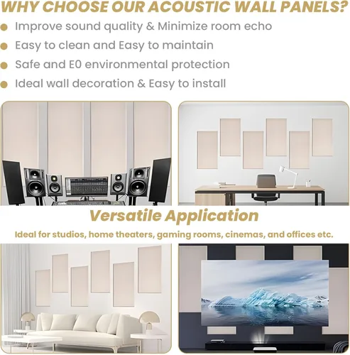 Miniatura 8 de 6 paneles acústicos, grandes paneles de pared insonorizados, paneles profesionales de fibra de vidrio que absorben el sonido, paneles de espuma a