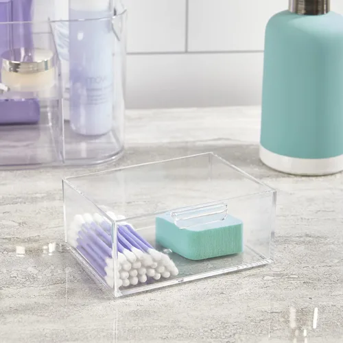 Miniatura 6 de STORi Bliss Organizador de Maquillaje Transparente para Encimera, Organizador de Baño Dividido y Cajón de Almacenamiento, Soporte para Brochas