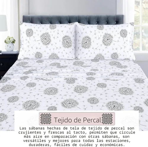 Miniatura 4 de Ruvanti - Sábanas de cama de 100 % algodón, juego de 4 piezas de cama, juego de sábanas azules de tamaño Matrimonial, tela suave, transpirable