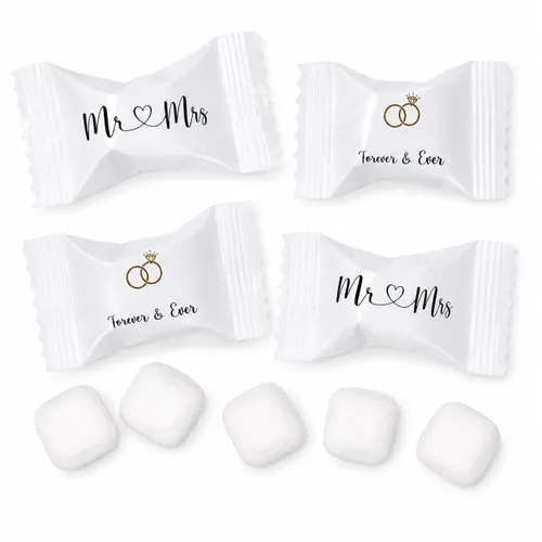 Gift Boutique Caramelos de menta de boda, regalos de fiesta de señor y señora, despedida de soltera y fiesta de compromiso, 100 unidades de mentas