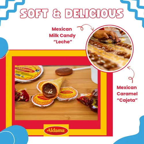 Miniatura 5 de ALDAMA Conos de caramelo de leche de oblea, conchas de obleas crujientes rellenas de rico relleno de leche mexicana Cajeta (12 piezas)