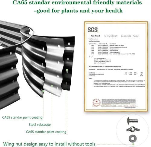 Miniatura 2 de Cama de jardín elevada, 4 x 2 x 1 pies, cama elevada de metal para exteriores, cama elevada de metal para verduras, flores, hierbas