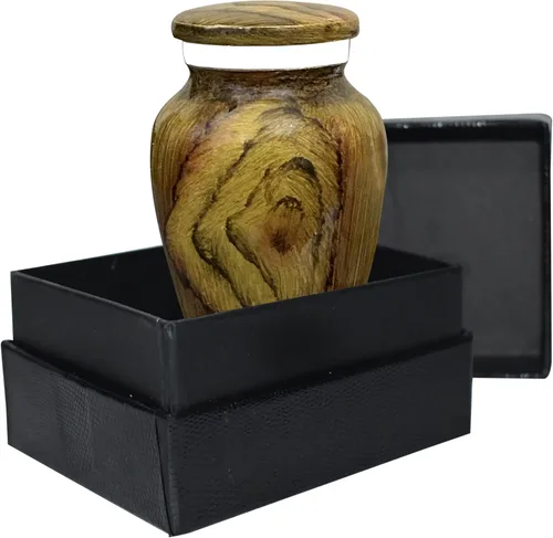Miniatura 17 de BOLD & DIVINE Urna de recuerdo con textura de madera Urna conmemorativa de cenizas humanas, de entierro, urnas de cremación funerarias