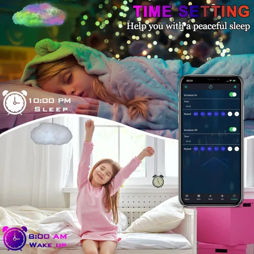 Miniatura 6 de Luces LED de nube para dormitorio, kit de iluminación nocturna creativa multicolor, sincronización de música con aplicación, tiras de luces que