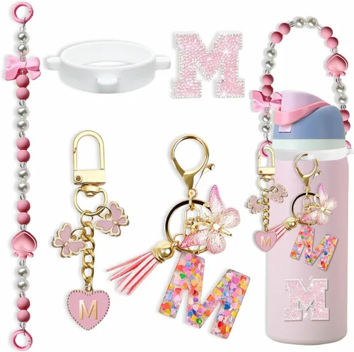 Miniatura 58 de Lindo Juego de Dijes de Letras para Botella de Agua Owala de 24oz, 32oz, 40oz, Owala Kids y Vaso de Café, FreeSip – Incluye Correa con Asa, para Rosa