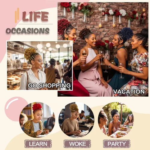Miniatura 7 de DreadLocks Chignons Afro High Puff Cola de Caballo con Cordón Moño de Cabello Postizos Faux Locs Chignons con Clip Cola de Caballo para Mujeres
