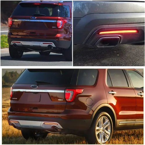 Miniatura 9 de Lente roja completa LED parachoques reflector trasera niebla luces para 2016 2017 2018 2019 Ford Explorer