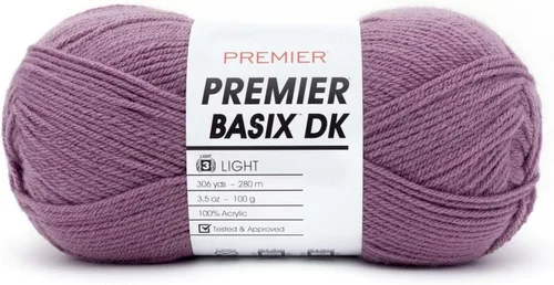 Miniatura 32 de Premier Yarns Basix Hilo DK, hecho de acrílico, hilo ideal para ganchillo y tejido, lavable a máquina, rosa camafeo, 3.5 onzas, 306 yardas Rosa Cameo