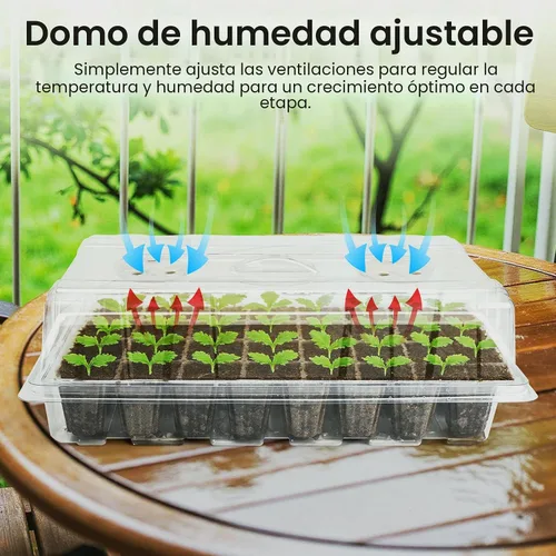 Miniatura 4 de Bonviee Paquete de 2 bandejas de inicio de semillas con luz para plantas, kits de bandejas de inicio de plántulas elevadas con cúpulas de humedad