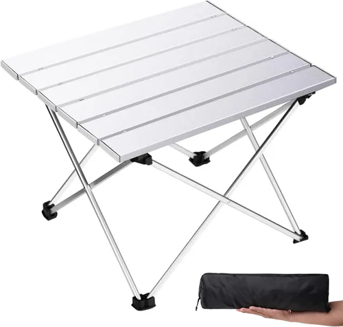 Miniatura 15 de Mesa de camping portátil Grope con superficie de mesa de aluminio, mesa de playa plegable fácil de transportar, perfecta para exteriores, picnic