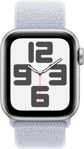 Miniatura 2 de Apple Watch SE (2.ª generación) [GPS 1.575 in] Smartwatch con caja de aluminio plateado con bucle deportivo azul invierno. Monitor de fitness