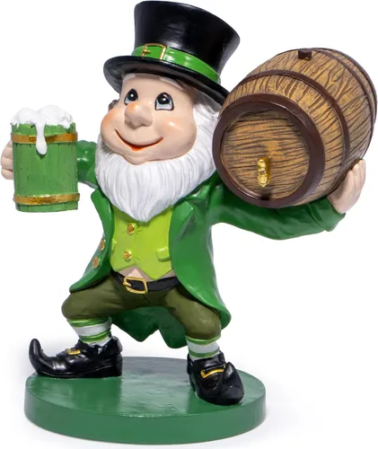 Miniatura 6 de Hodao Figura de gnomo del día de San Patricio, decoración festiva irlandesa, escultura de resina con maceta de oro, 5.2 pulgadas de alto