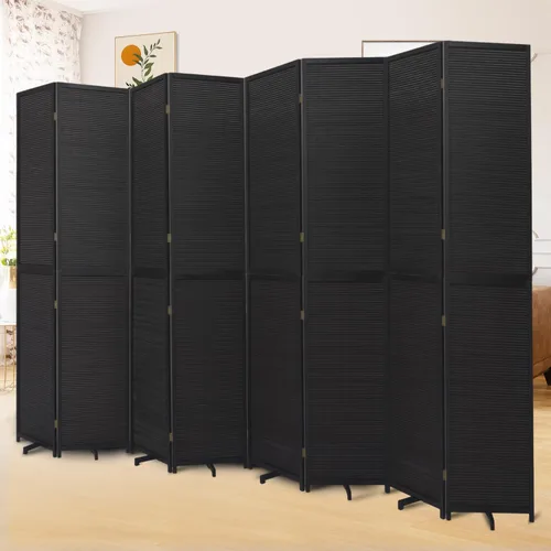 Miniatura 14 de Divisor de pared de bambú de 6 paneles, 106 pulgadas de ancho x 67 pulgadas de alto, diseño plegable con base extra estable, pantalla divisora