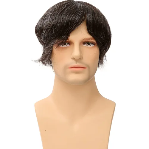 Miniatura 4 de Toupee de piel fina suave de 0.002 in PU 10x8 pulgadas reemplazo de cabello para hombres postizo 100% europeo piezas de cabello humano para hombre