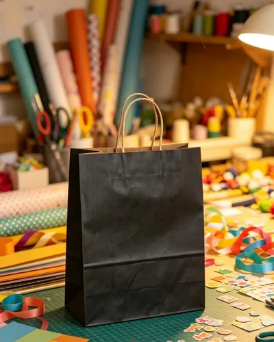 Miniatura 6 de qiqee Paquete de 50 bolsas de regalo de papel negro con asas a granel 13"x10.3"x4.6" bolsas de favor para fiestas de tamaño grande múltiples usos