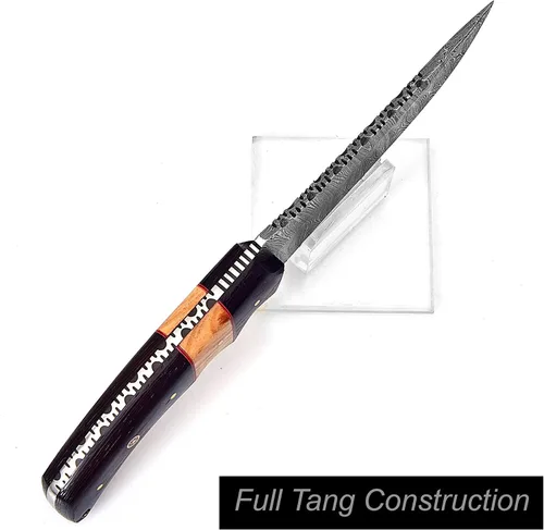 Miniatura 6 de Cuchillo de acero de Damasco hecho a mano para caza, cuchillo de hoja fija para camping, supervivencia y actividades al aire libre, 10 pulgadas