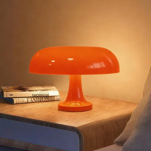 Lámpara Retro de Seta Naranja para Mesita de Noche de Dormitorio, Lámpara de Mesa Moderna de Mediados del Siglo, Decoración Estética de Iluminación