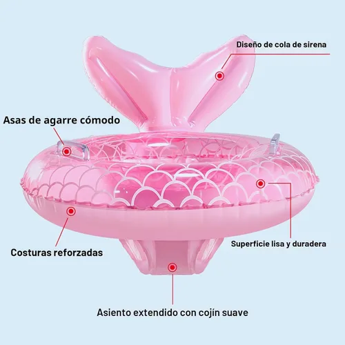Miniatura 5 de KISSHAKE Flotador de piscina para bebé, flotador de natación de sirena para bebé, entrenador de natación inteligente, flotadores inflables de Sirena