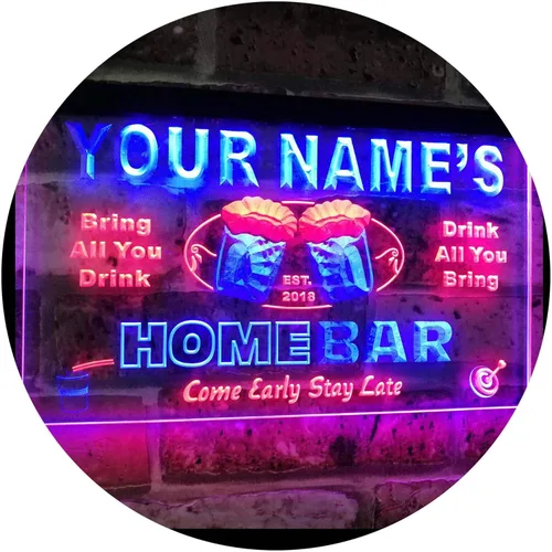 Miniatura 10 de Letrero luminoso Custom Home Bar Beer de neón; personalizado con nombre Blanco