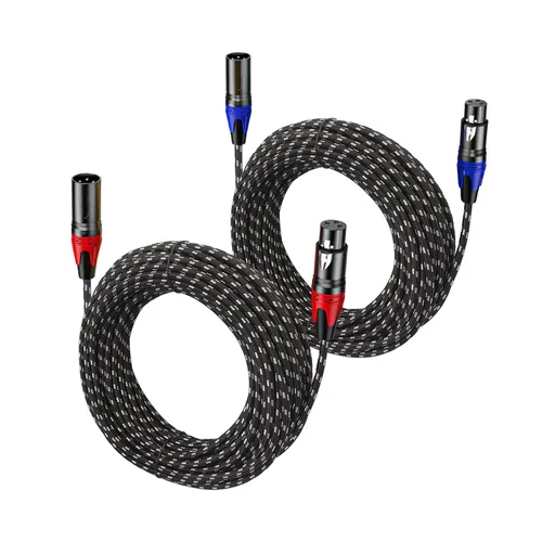 Miniatura 17 de Paquete de 2 cables XLR de 3.3 pies, cable de micrófono equilibrado de alta calidad con cable XLR de 3 pines macho a hembra, negro, cobre puro