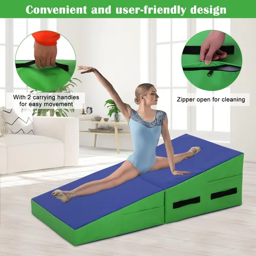 Miniatura 5 de Colchoneta de gimnasia para acrobacias, plegable, con superficie de piel sintética antideslizante y asas, alfombrillas para gimnasia para el hogar