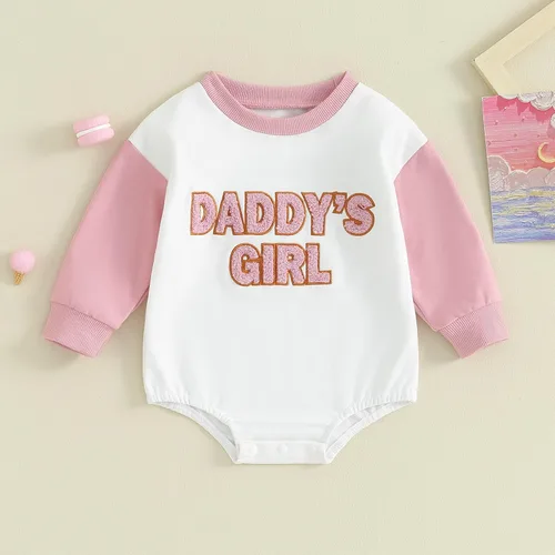 Miniatura 2 de Ropa de bebé recién nacida, ropa para niña con estampado de papi, sudadera bordada, mameluco de manga larga