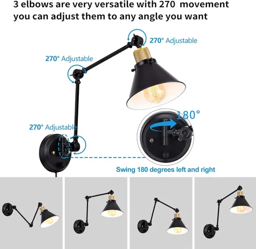 Miniatura 7 de TRLIFE Aplique de pared regulable, apliques de pared con control remoto, atenuación de 10% a 100% y temperatura de color ajustable de 2700 K-6000 K