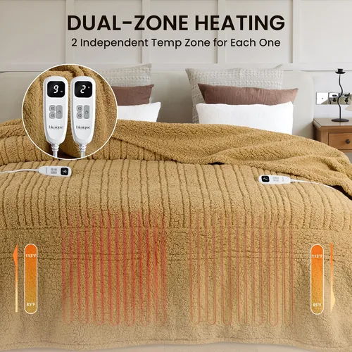 Miniatura 6 de Heated Blanket Electric Blanket Queen - Fast Heating Blanket Throw Dual Control Double Sided Sherpa with 10 Heating Levels & 2-10 Hours Auto Off