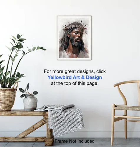Miniatura 6 de Arte de pared de Jesús negro y decoración - Arte de pared para afroamericanos - Hombre negro - Decoración de pared cristiana - Imagen de Jesucristo