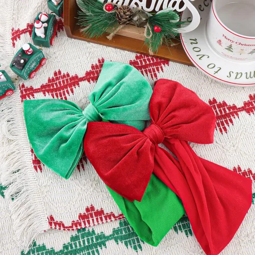 Miniatura 7 de YanJie Diademas de Navidad para niñas, lazo de pelo rojo, lazos de terciopelo verde, lazos para recién nacidos, cintas para el pelo de nailon