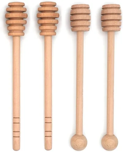 Miniatura 5 de 4 palitos de miel de 6 pulgadas, cuchara de miel, agitador de mezcla de miel de madera, varita de miel para dispensar tarro de miel, rociar miel