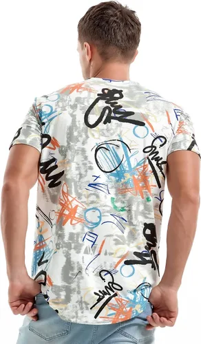 Miniatura 5 de YININF Camiseta de manga corta con estampado hipster hip hop para hombre