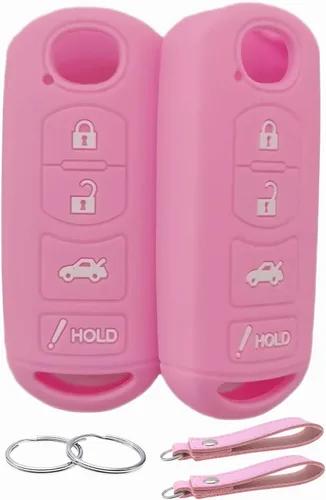 REPROTECTING Funda de Goma de Silicona para Llavero Compatible con 2009-2019 Mazda 3 6 CX-5 CX-7 CX-9 MX-5 Miata Toyota Yaris iA Scion iA (Rosa Rosa)