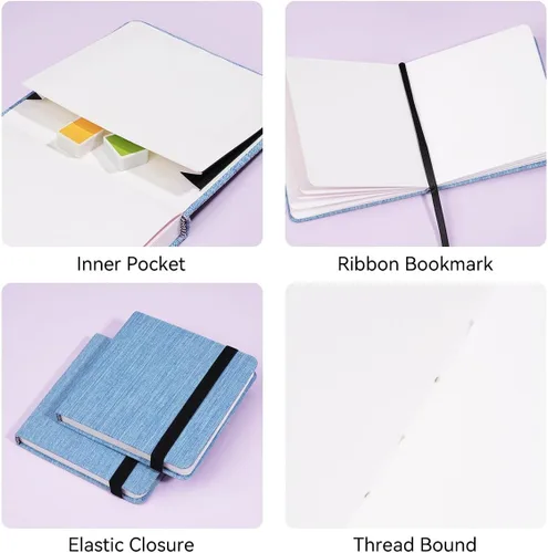 Miniatura 5 de Cuaderno de acuarela cuadrado Lightwish, 100% algodón, 300 g/m²/140 lb, sin ácidos, libro de bocetos de acuarela prensado en frío de 24 hojas