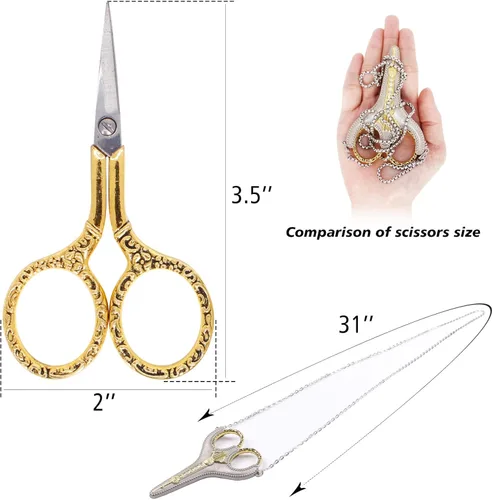 Miniatura 2 de BIHRTC Tijeras de seguridad con punta afilada de acero inoxidable para bordado, costura, manualidades, trabajo de arte y uso diario (dorado)