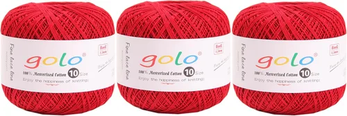 Miniatura 95 de Golo - Bolas de hilo para crochet de algodón tamaño 10, color algodón para crochet D-Fresa D078-fresa