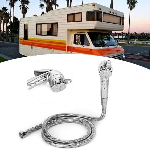 Miniatura 5 de Cabezal de ducha exterior para autocaravana con manguera de 4.9 ft/4.9 pies, boquilla de acero inoxidable, rosca de 1/2 pulgada para RV, cámper