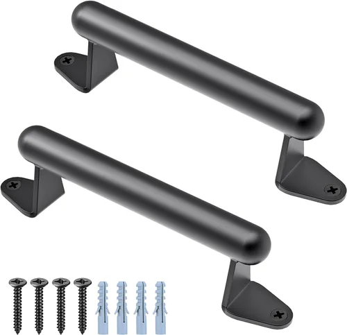 Miniatura 9 de SELEWARE Manija de puerta de granero, mango de puerta de metal resistente de 12 pulgadas para puerta corrediza de garaje de granero, barra
