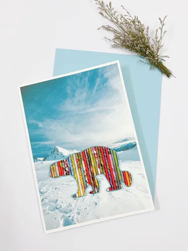 Miniatura 3 de Polar Bear Recycled Card Eco-friendly Handmade from Magazine Iceberg Greeting Card Holiday Card