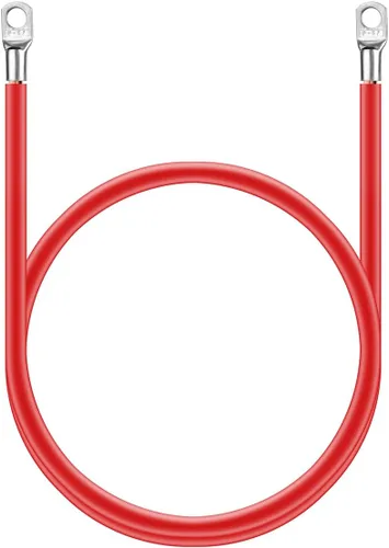 Miniatura 4 de Cable de batería de calibre 2 AWG de 1.5 pies con conectores de terminales de batería, orejetas de 3/8", cable conductor de batería de cobre puro
