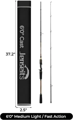 Miniatura 2 de Jenseits Carbon Fiber Fishing Rod Series (6-12 Ft), Spinning & Casting Rods with Stainless Steel Ceramic Guides, Fast Action Fishing Pole for Bass